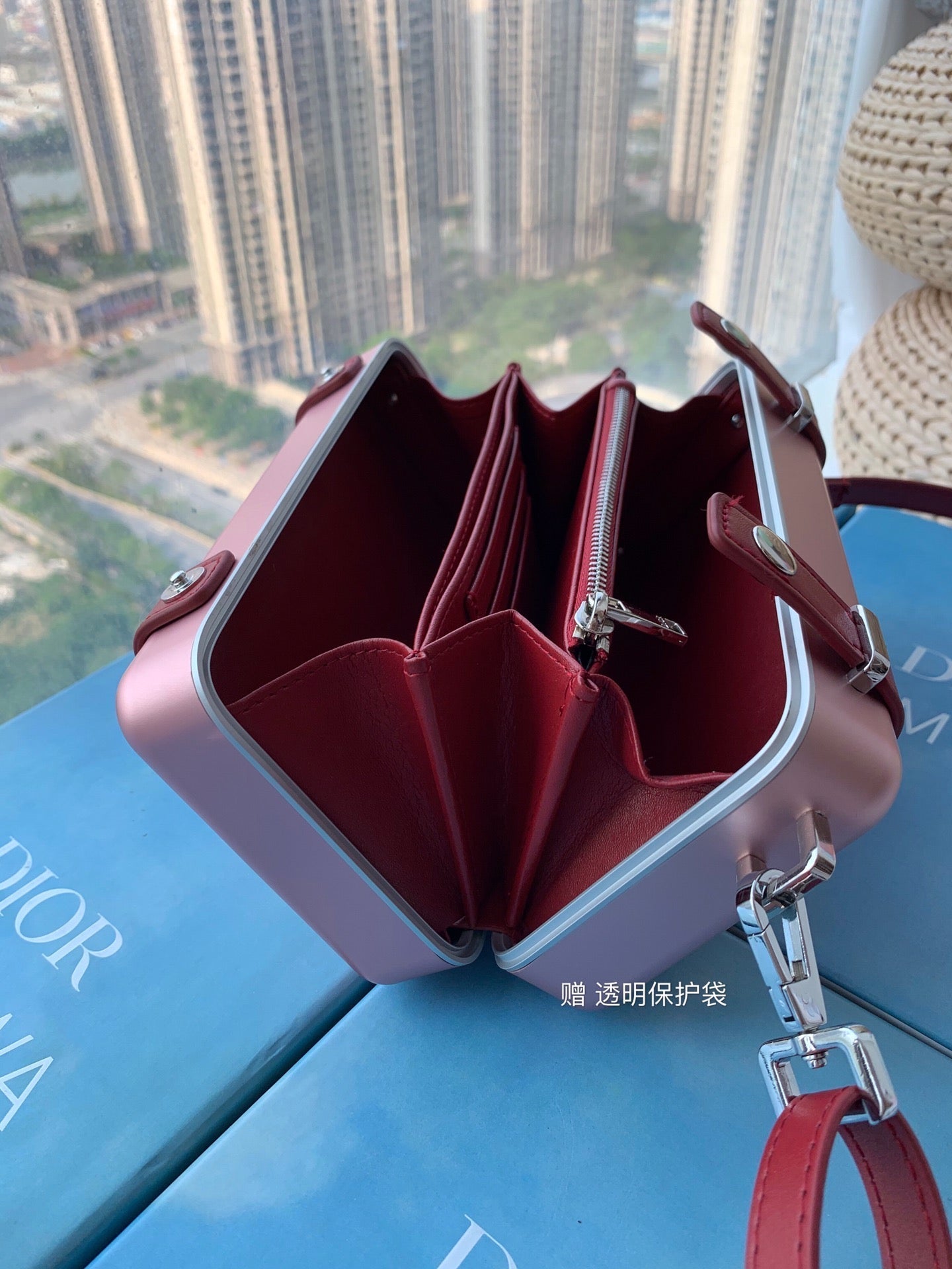 DIOR RIMOWA 20 CASE BAG IN LIGHT PINK ALUMINUM MAGNESIUM