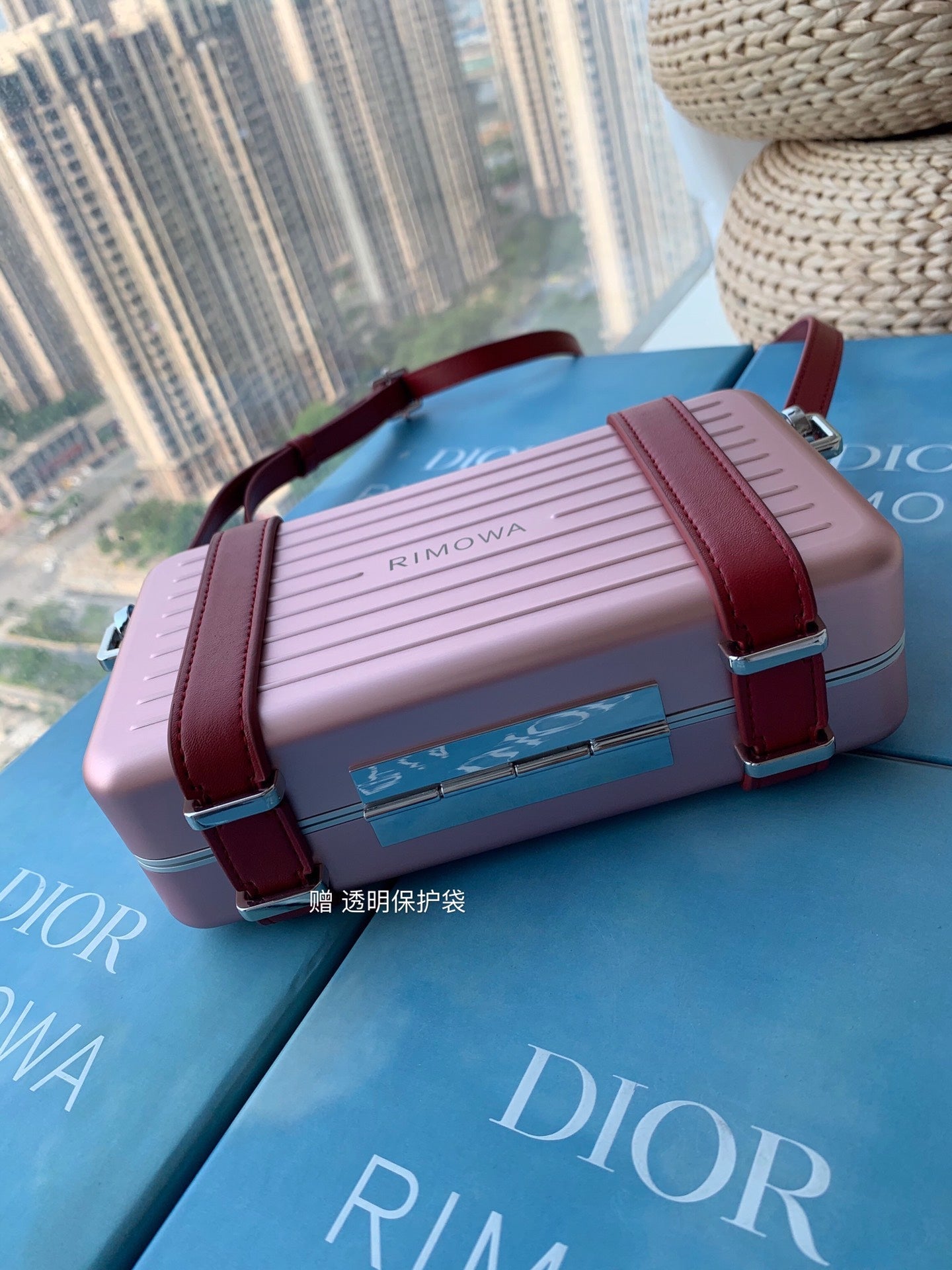 DIOR RIMOWA 20 CASE BAG IN LIGHT PINK ALUMINUM MAGNESIUM
