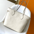 LOUIS VUITTON NEVERFULL MM 32 WHITE MONOGRAM EMPREINTE LEATHER