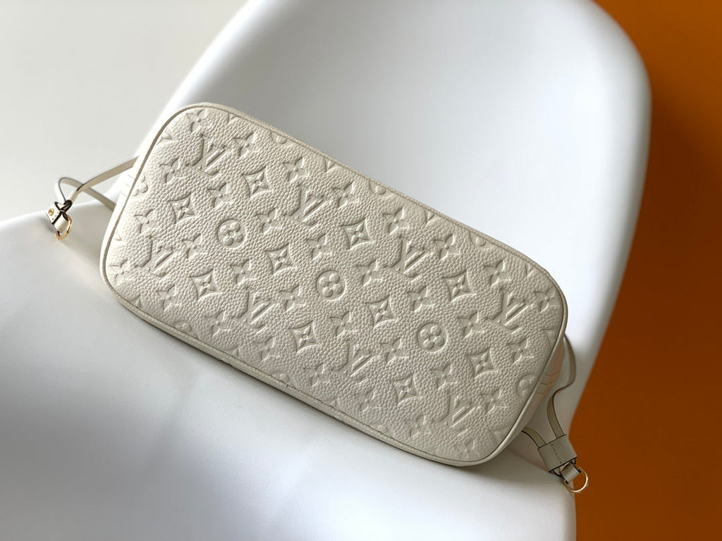 LOUIS VUITTON NEVERFULL MM 32 WHITE MONOGRAM EMPREINTE LEATHER