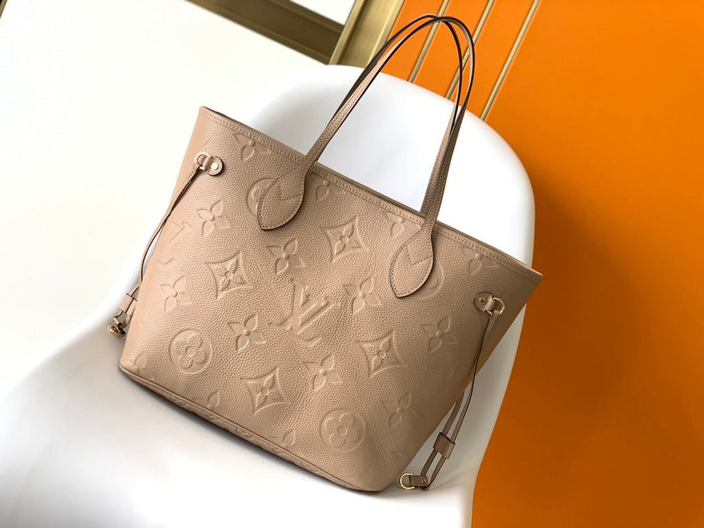 LOUIS VUITTON NEVERFULL MM 32 BEIGE MONOGRAM EMPREINTE LEATHER