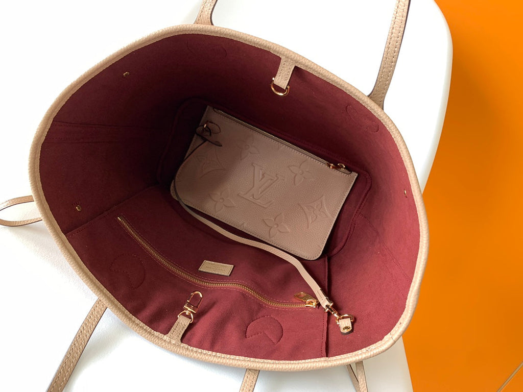 LOUIS VUITTON NEVERFULL MM 32 BEIGE MONOGRAM EMPREINTE LEATHER