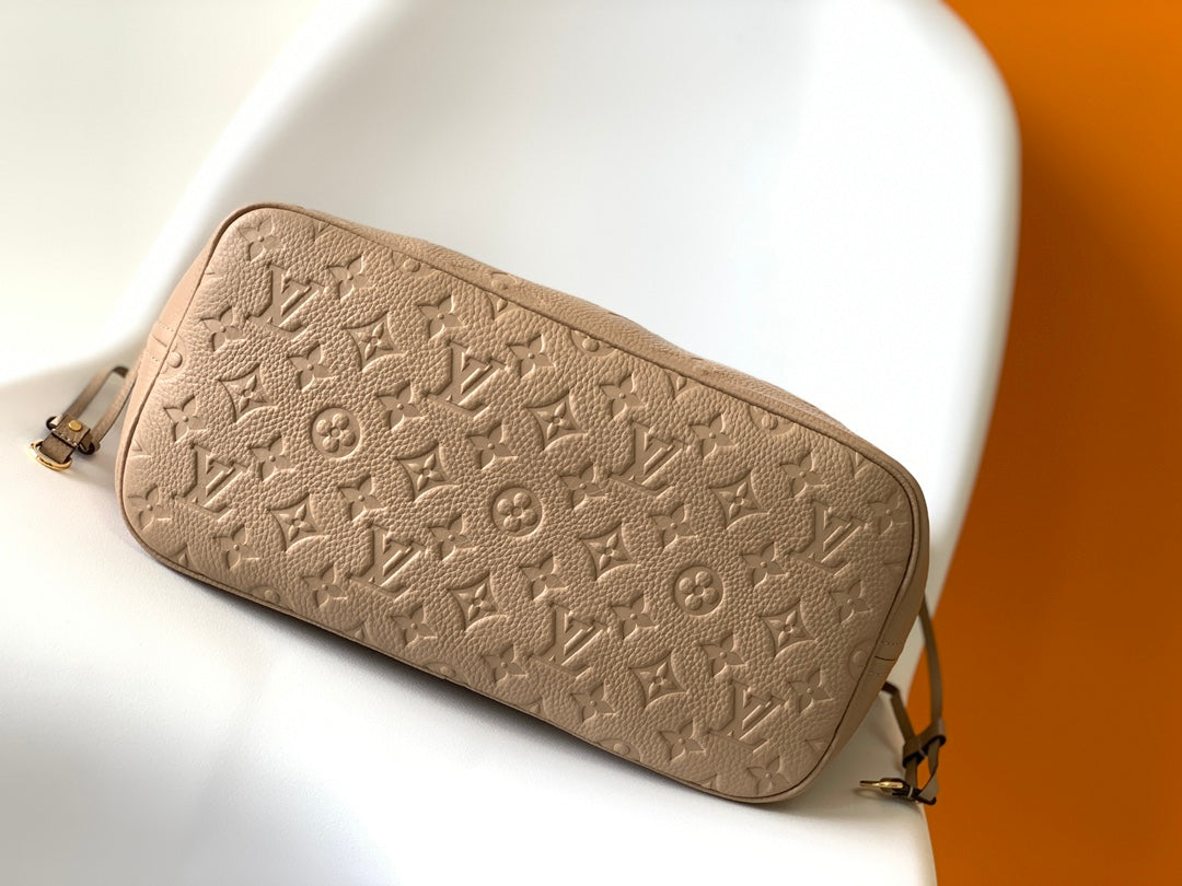 LOUIS VUITTON NEVERFULL MM 32 BEIGE MONOGRAM EMPREINTE LEATHER