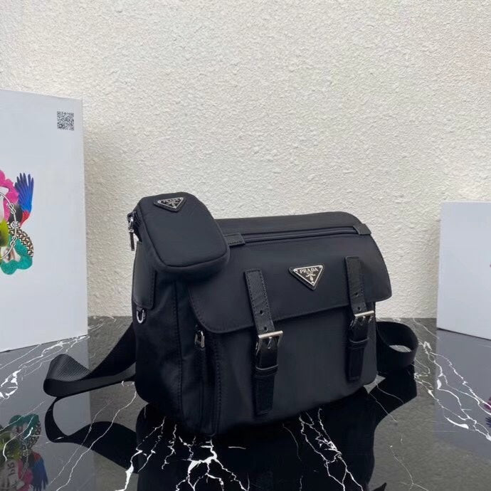 PRADA SMALL 27 SHOULDER BAG IN BLACK RE-NYLON