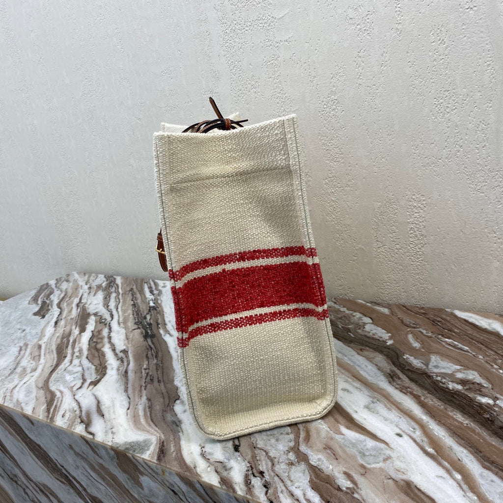 CELINE CANVAS TOTE 43 WHITE/RED DENIM