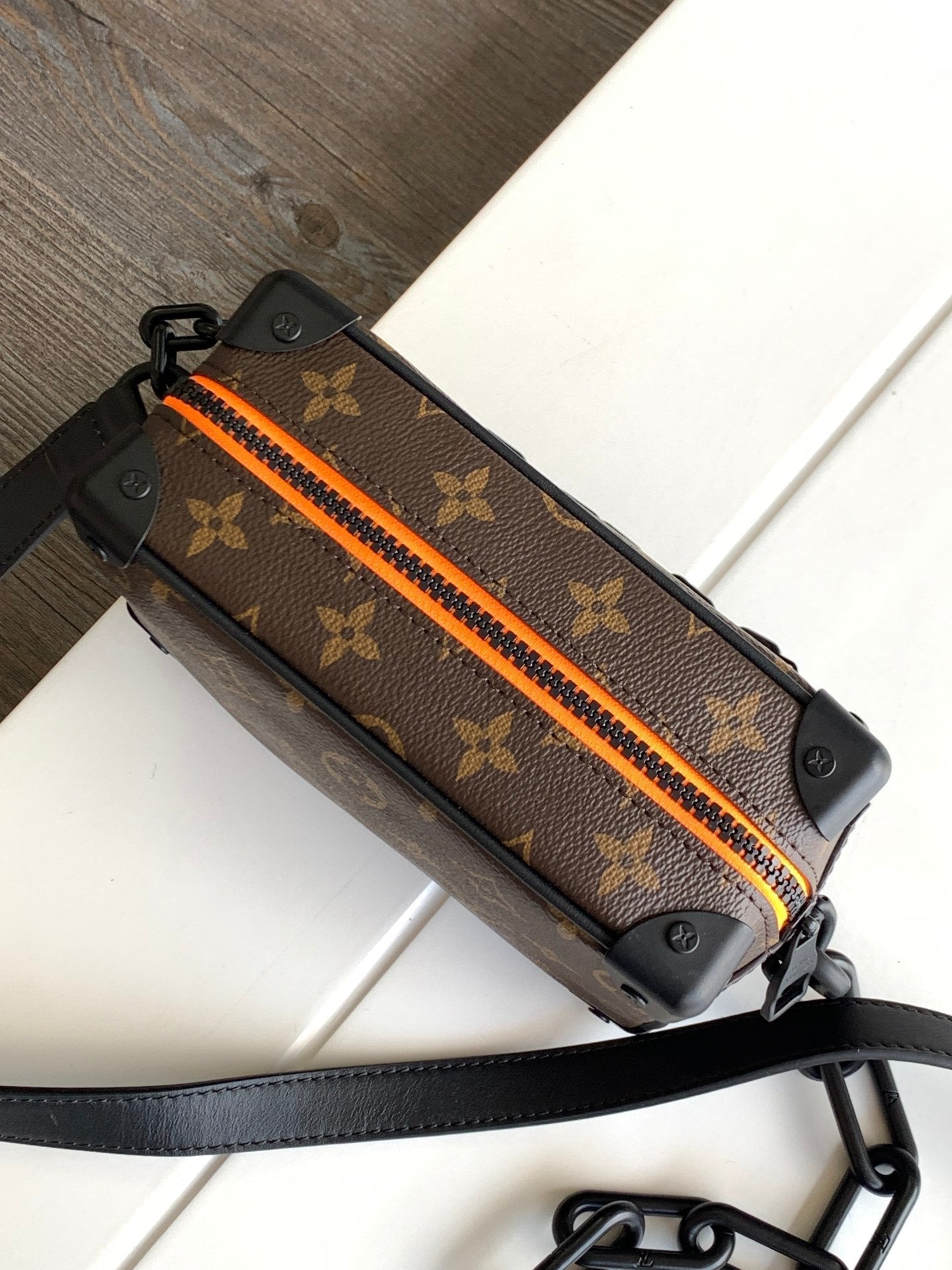 LOUIS VUITTON MINI SOFT TRUNK 18 IN BROWN MONOGRAM CANVAS WITH EMBROIDERED ANIMATED CHARACTER