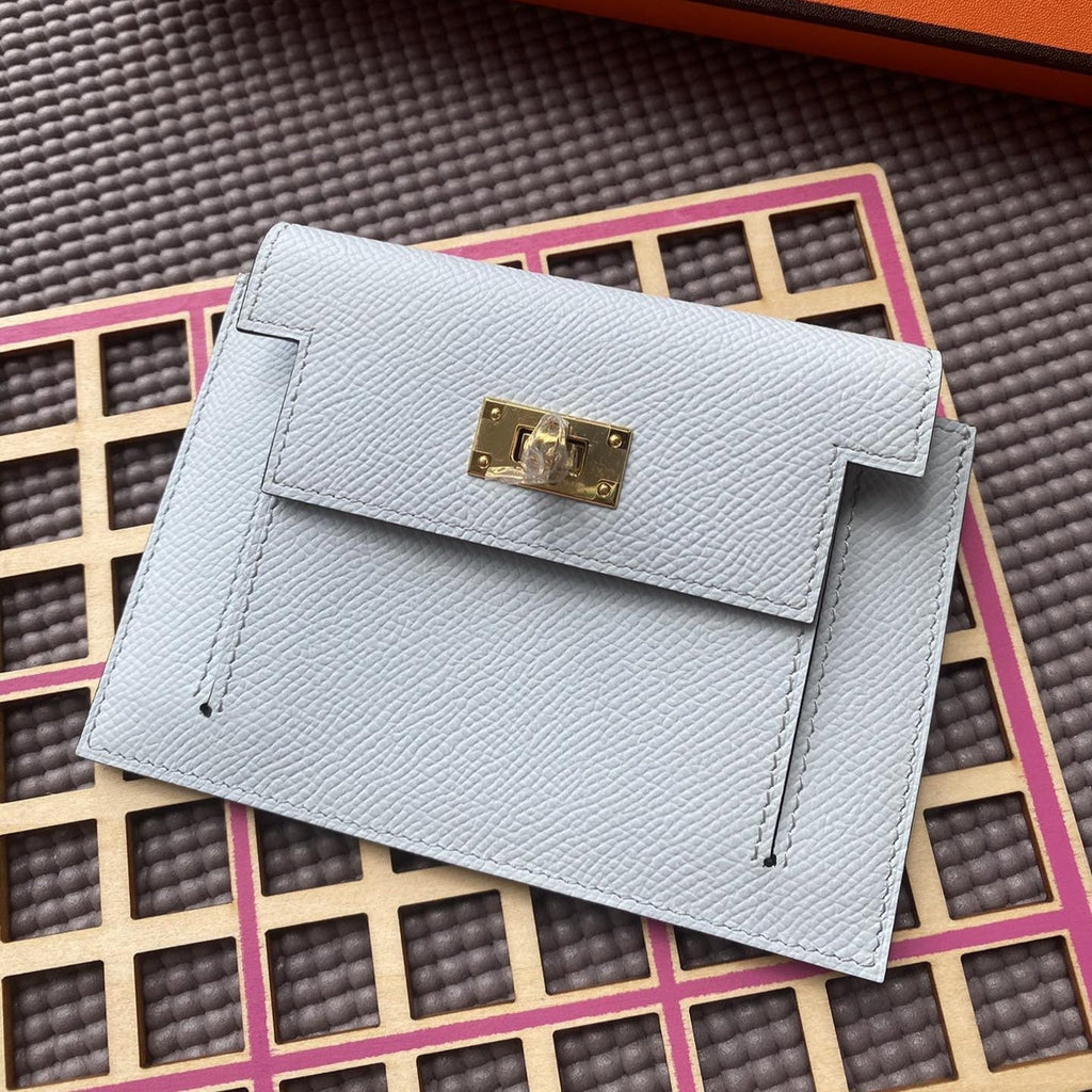 HERMES Kelly Pocket 13.5 Light Grey Epsom Ghw
