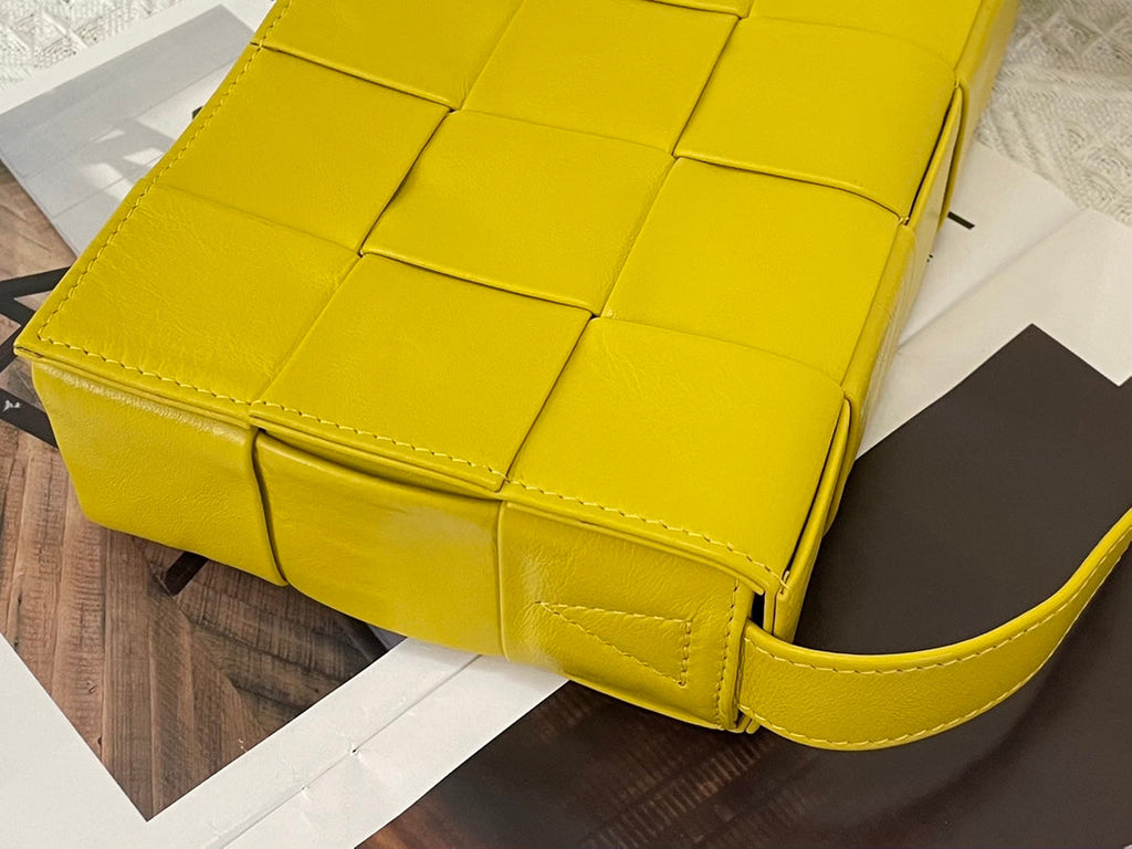 BOTTEGA VENETA SMALL CASSETTE 23 IN CANARY YELLOW CALFSKIN
