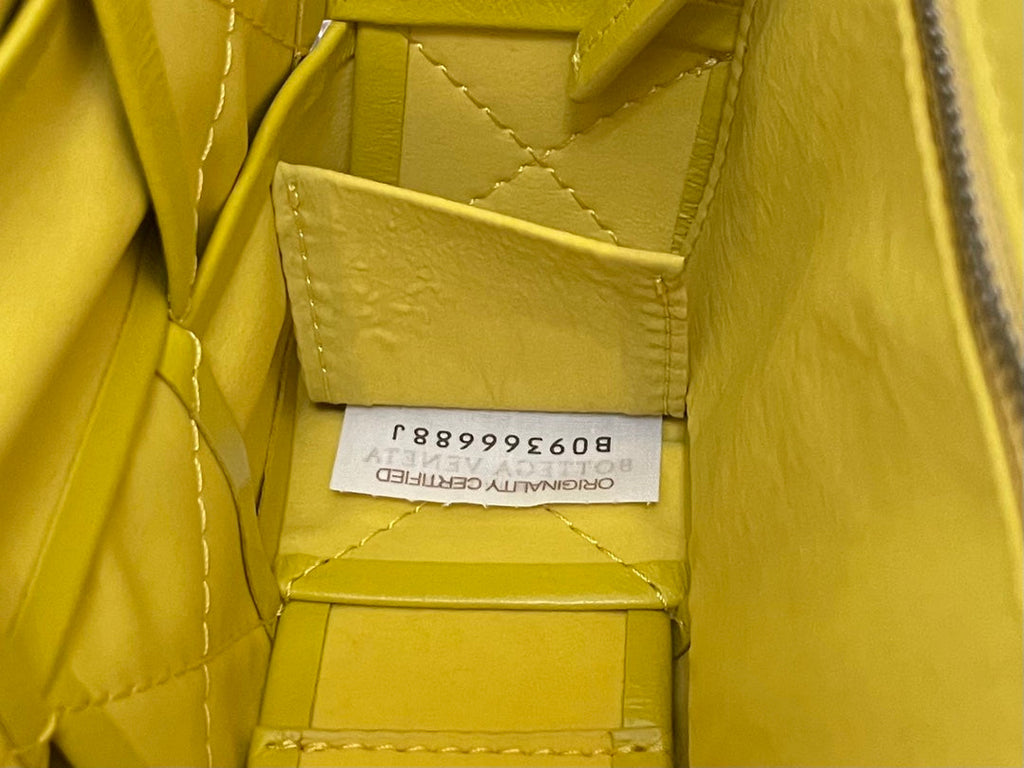 BOTTEGA VENETA SMALL CASSETTE 23 IN CANARY YELLOW CALFSKIN