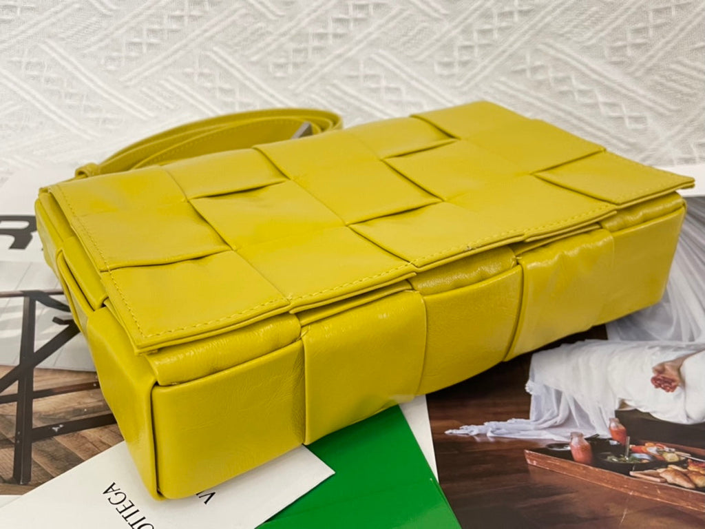 BOTTEGA VENETA SMALL CASSETTE 23 IN CANARY YELLOW CALFSKIN