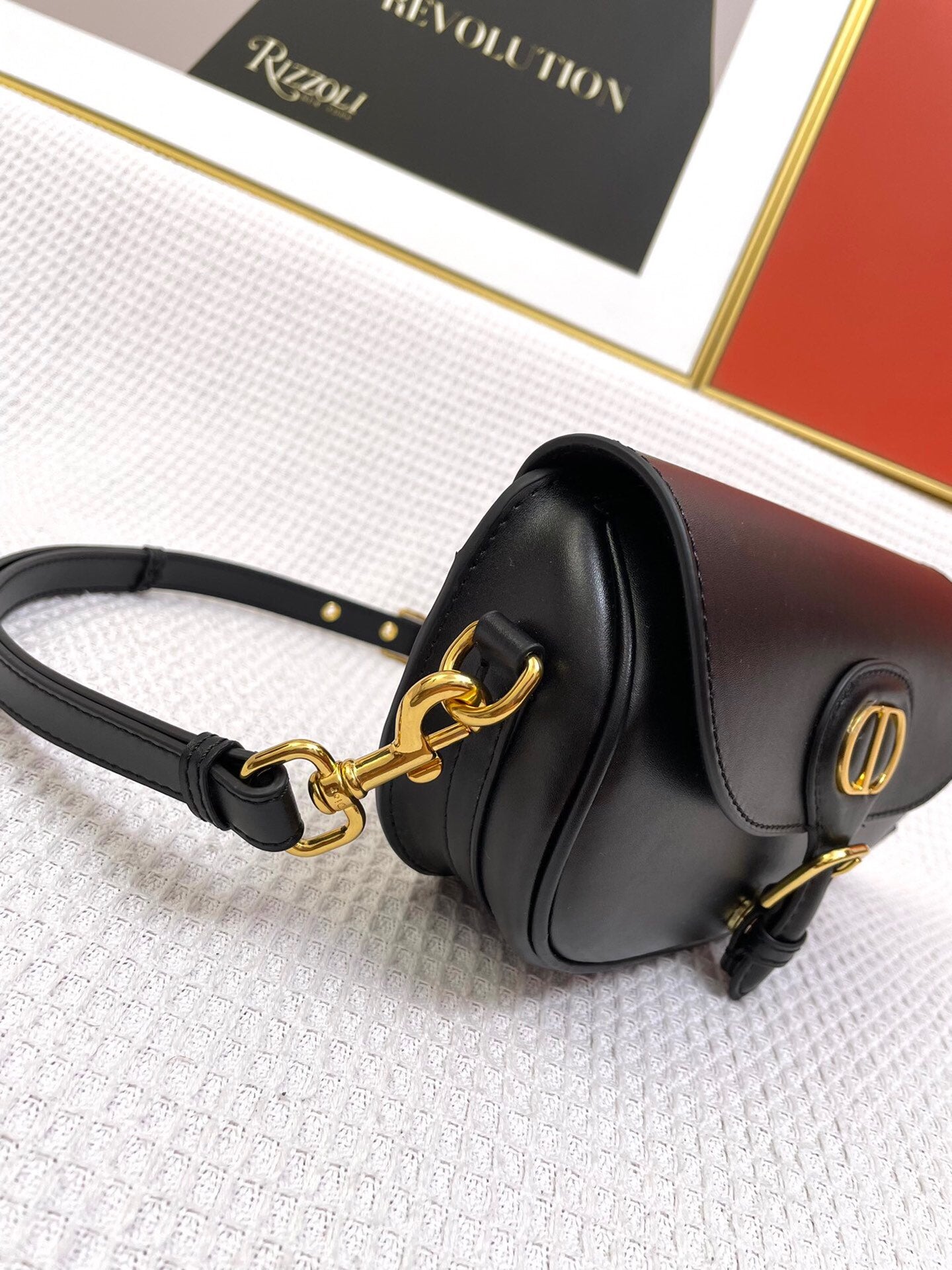 DIOR MINI BOBBY EAST-WEST 20 BAG IN BLACK CALFSKIN