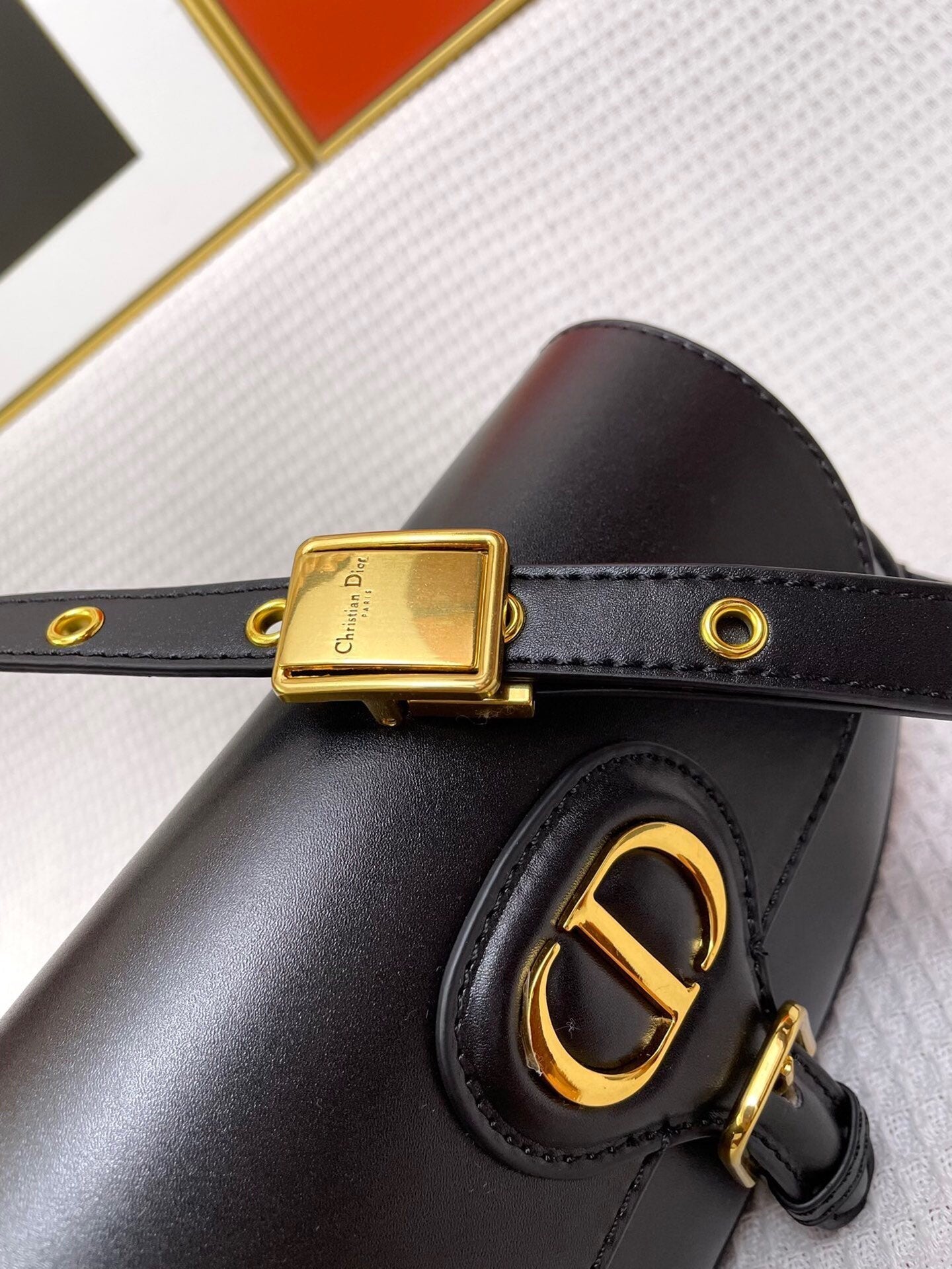 DIOR MINI BOBBY EAST-WEST 20 BAG IN BLACK CALFSKIN