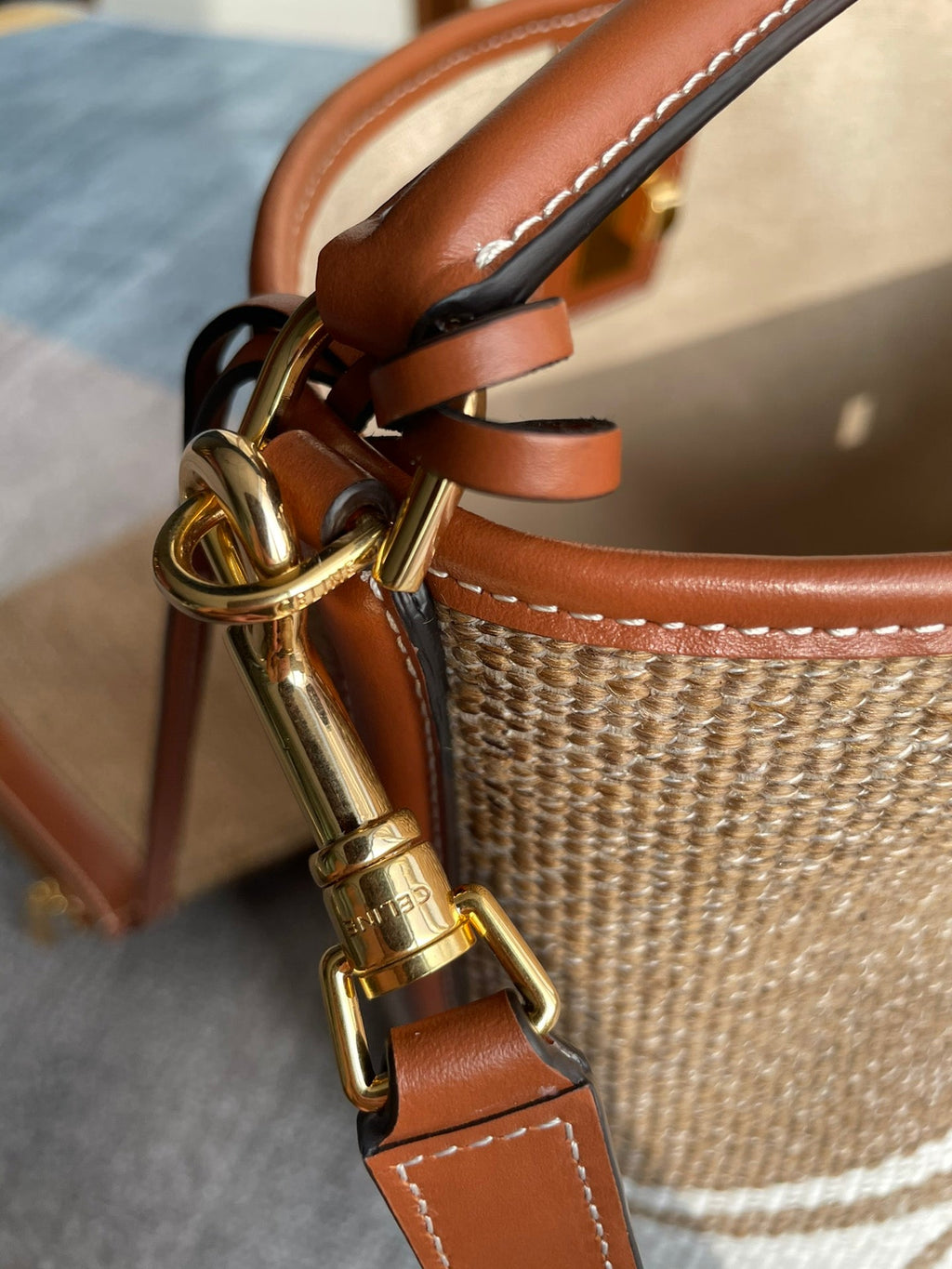 CELINE BUCKET 25 IN PRINTED CANVAS BROWN WHITE