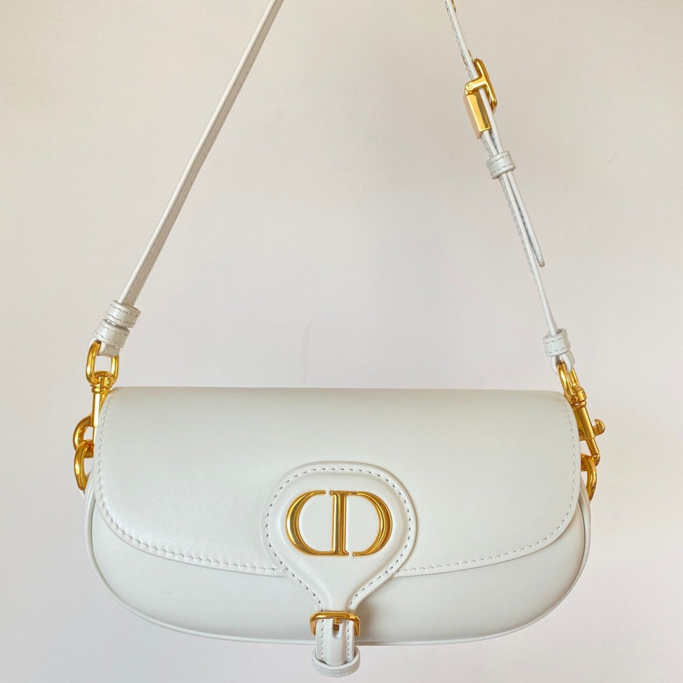 DIOR BOBBY EAST-WEST 22 BAG IN WHITE CALFSKIN
