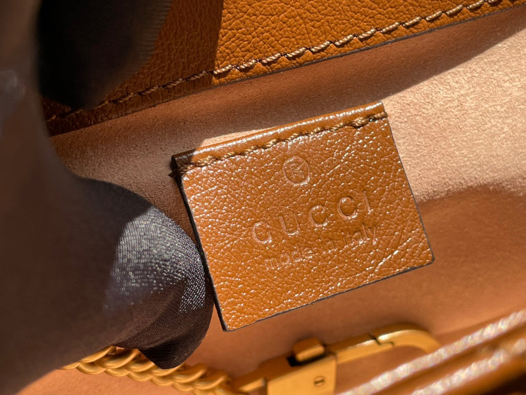 GUCCI MARMONT MINI 16 BAG IN CINNAMON BROWN CALFSKIN