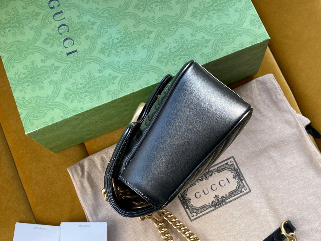 GUCCI MARMONT MATELASSÉ LARGE 26 BAG BLACK CALFSKIN