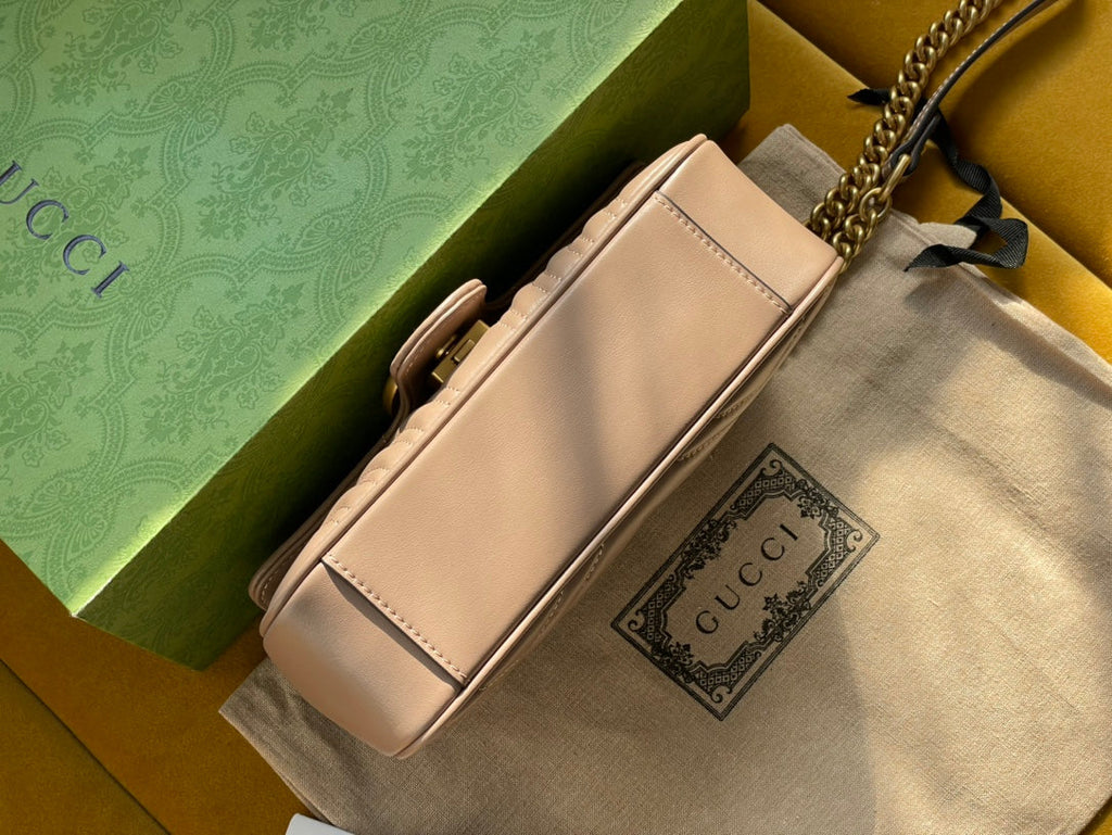 GUCCI MARMONT MATELASSÉ SMALL 22 BAG BEIGE CALFSKIN