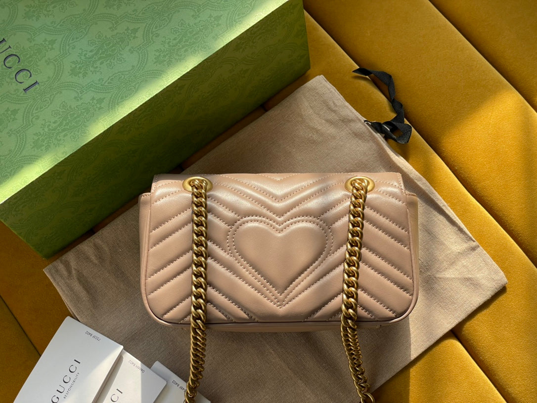 GUCCI MARMONT MATELASSÉ SMALL 22 BAG BEIGE CALFSKIN