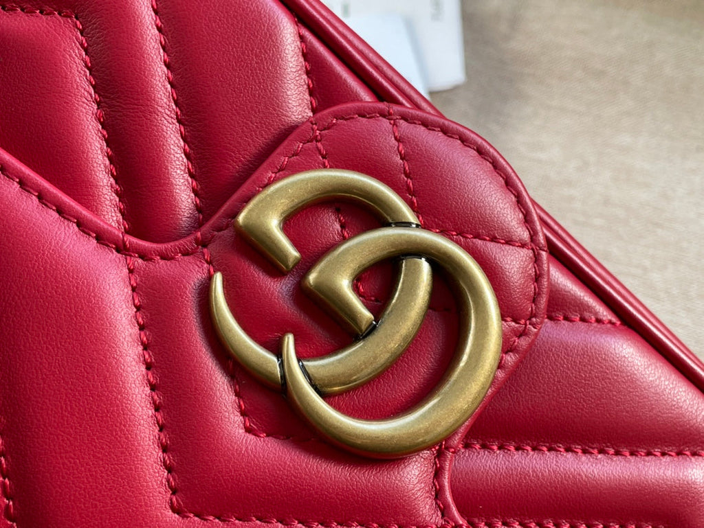 GUCCI MARMONT MINI 16 BAG IN RED PINK CALFSKIN