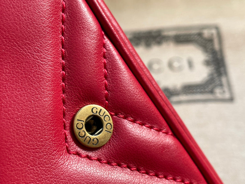 GUCCI MARMONT MINI 16 BAG IN RED PINK CALFSKIN