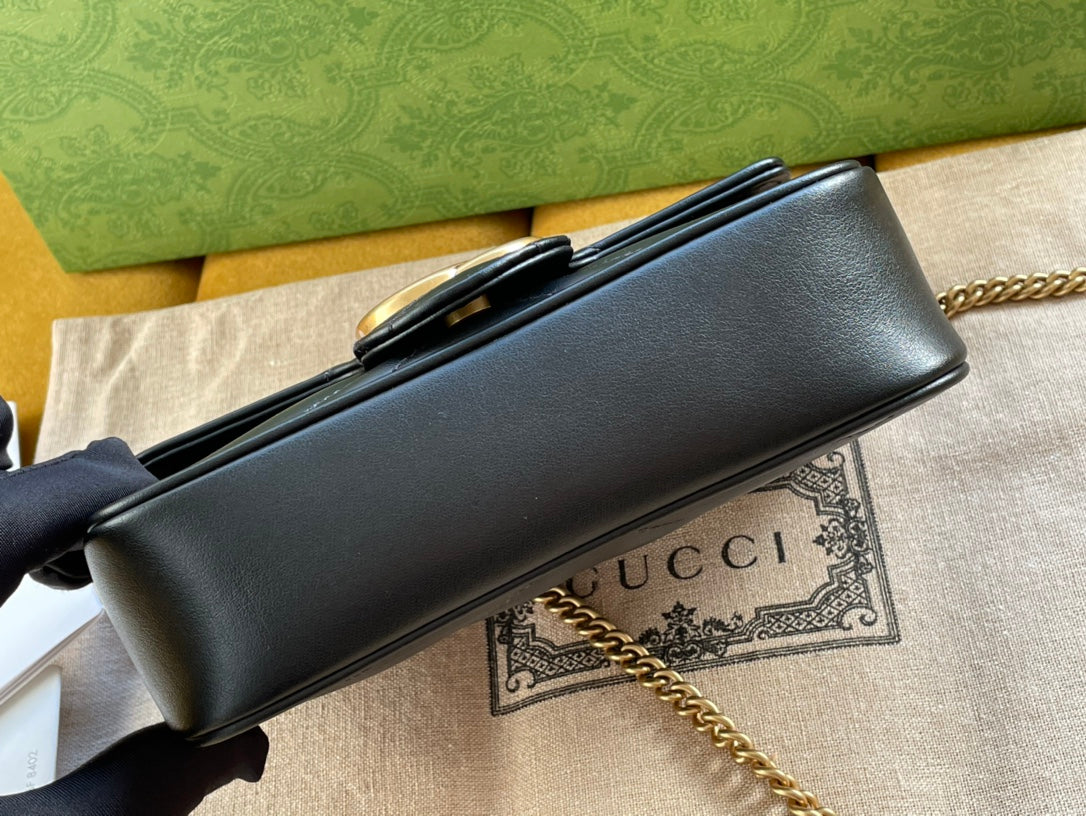 GUCCI MARMONT MINI 16 BAG IN BLACK CALFSKIN