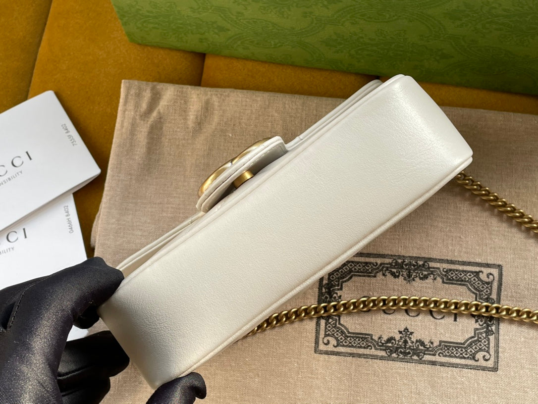 GUCCI MARMONT MINI 16 BAG IN WHITE CALFSKIN