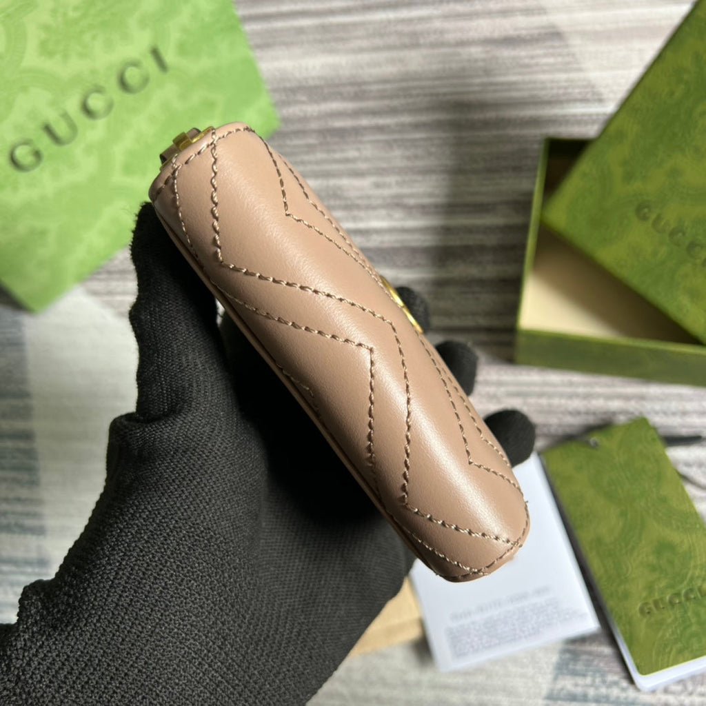 GUCCI MARMONT MINI 11 WALLET BEIGE CALFSKIN