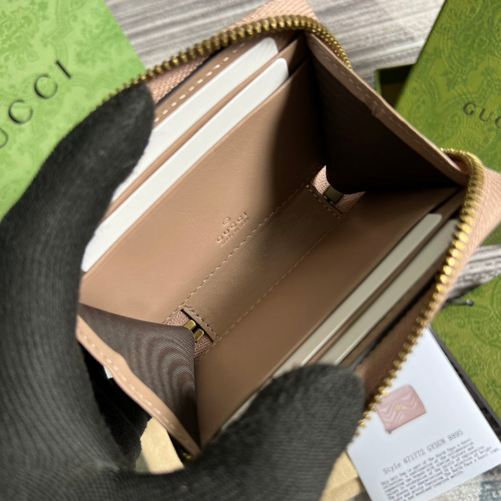 GUCCI MARMONT MINI 11 WALLET BEIGE CALFSKIN
