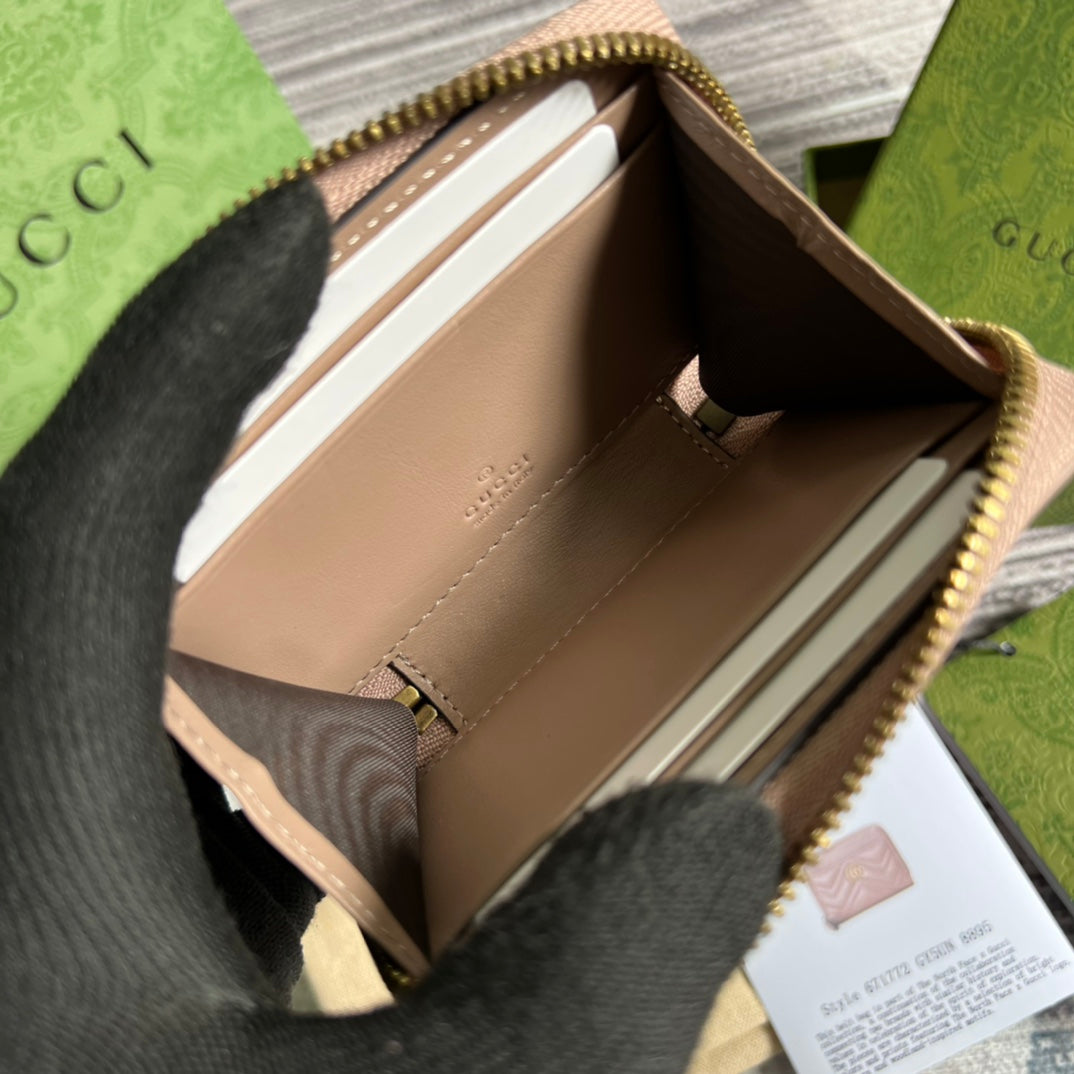 GUCCI MARMONT MINI 11 WALLET BEIGE CALFSKIN