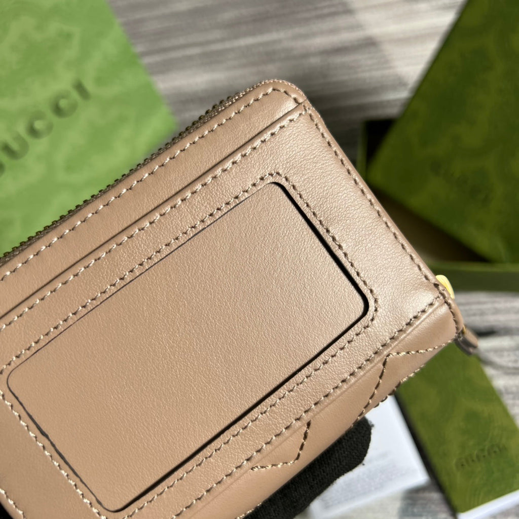 GUCCI MARMONT MINI 11 WALLET BEIGE CALFSKIN