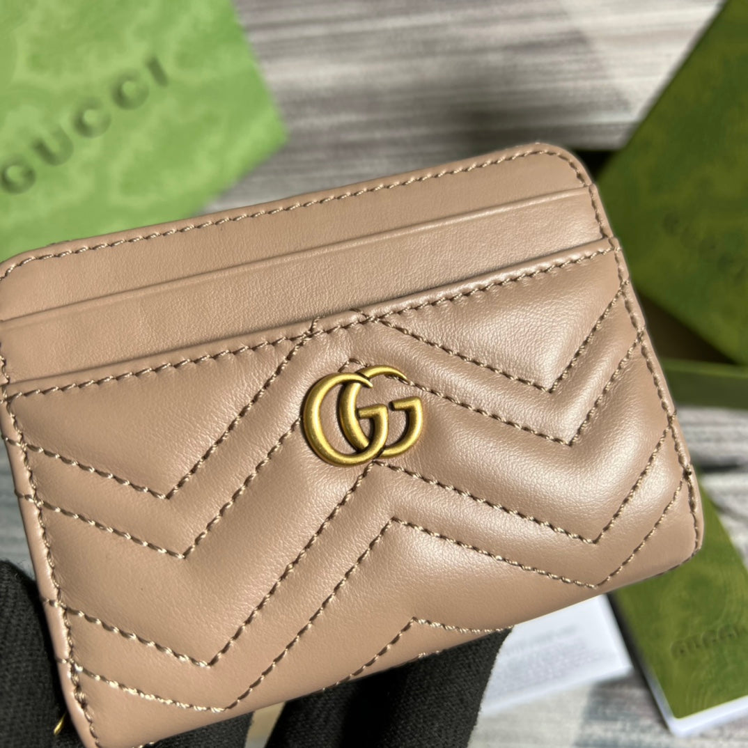 GUCCI MARMONT MINI 11 WALLET BEIGE CALFSKIN