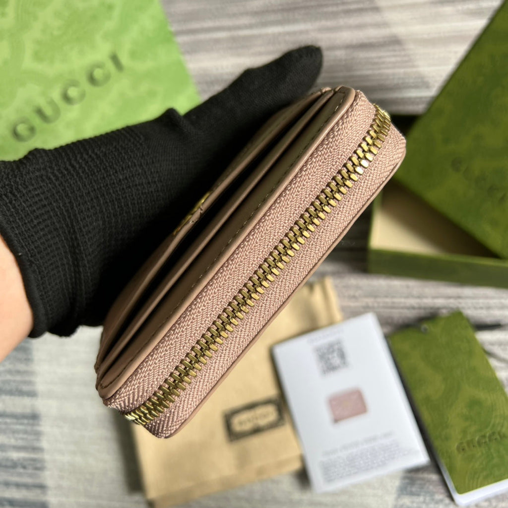 GUCCI MARMONT MINI 11 WALLET BEIGE CALFSKIN