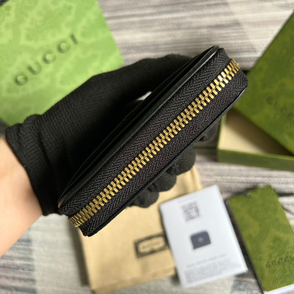 GUCCI MARMONT MINI 11 WALLET BLACK CALFSKIN