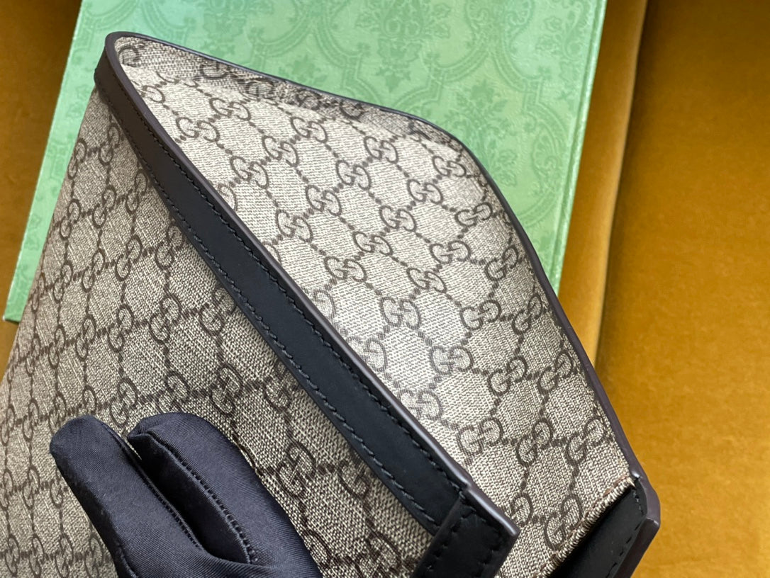 GUCCI PADLOCK LARGE 35 SHOULDER BAG BEIGE CANVAS AND BLACK CALFSKIN