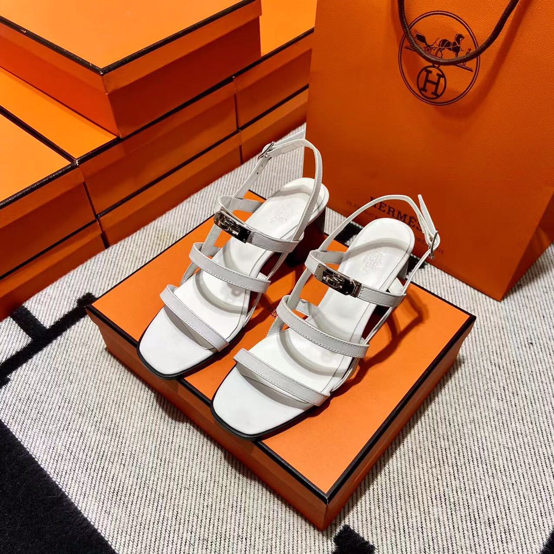 HERMES MID - SANDAL WHITE CALFSKIN