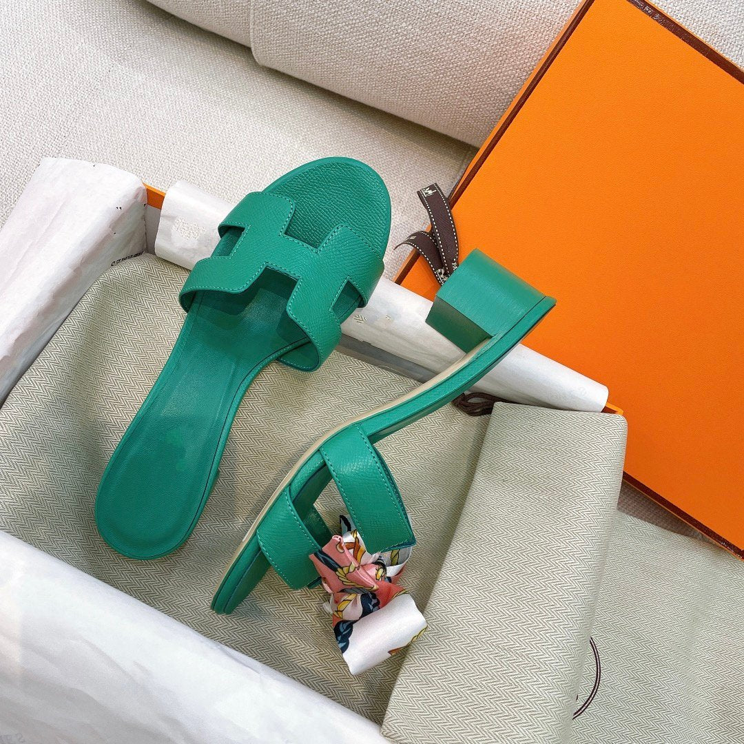 HERMES 0asis Sandal Epsom Calfskin Teal Blue