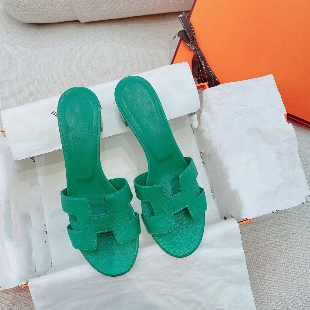 HERMES 0asis Sandal Epsom Calfskin Teal Blue