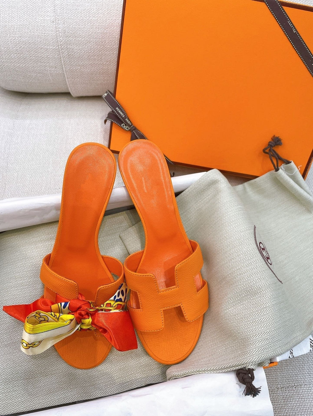 HERMES 0asis Sandal Epsom Calfskin Orange