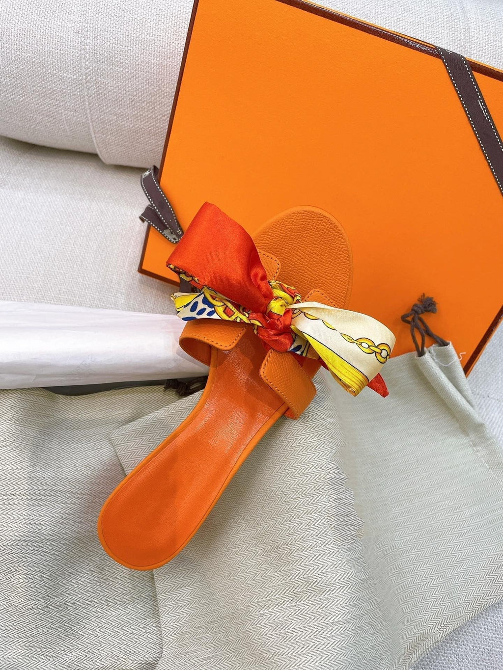 HERMES 0asis Sandal Epsom Calfskin Orange