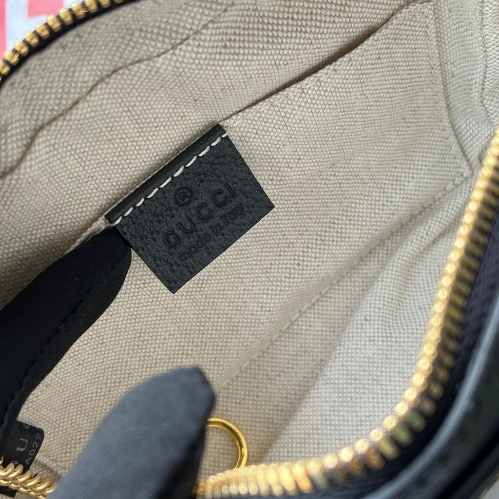 GUCCI DENIM SHOULDER BAG 17 BLACK WITH LEATHER TRIM