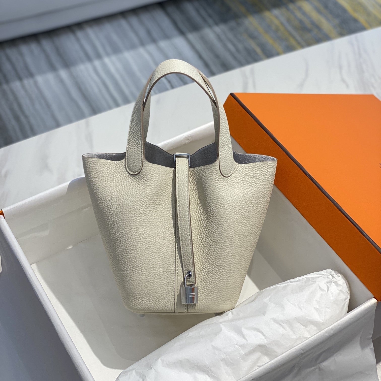 HERMES picotin lock 18 ivory togo shw