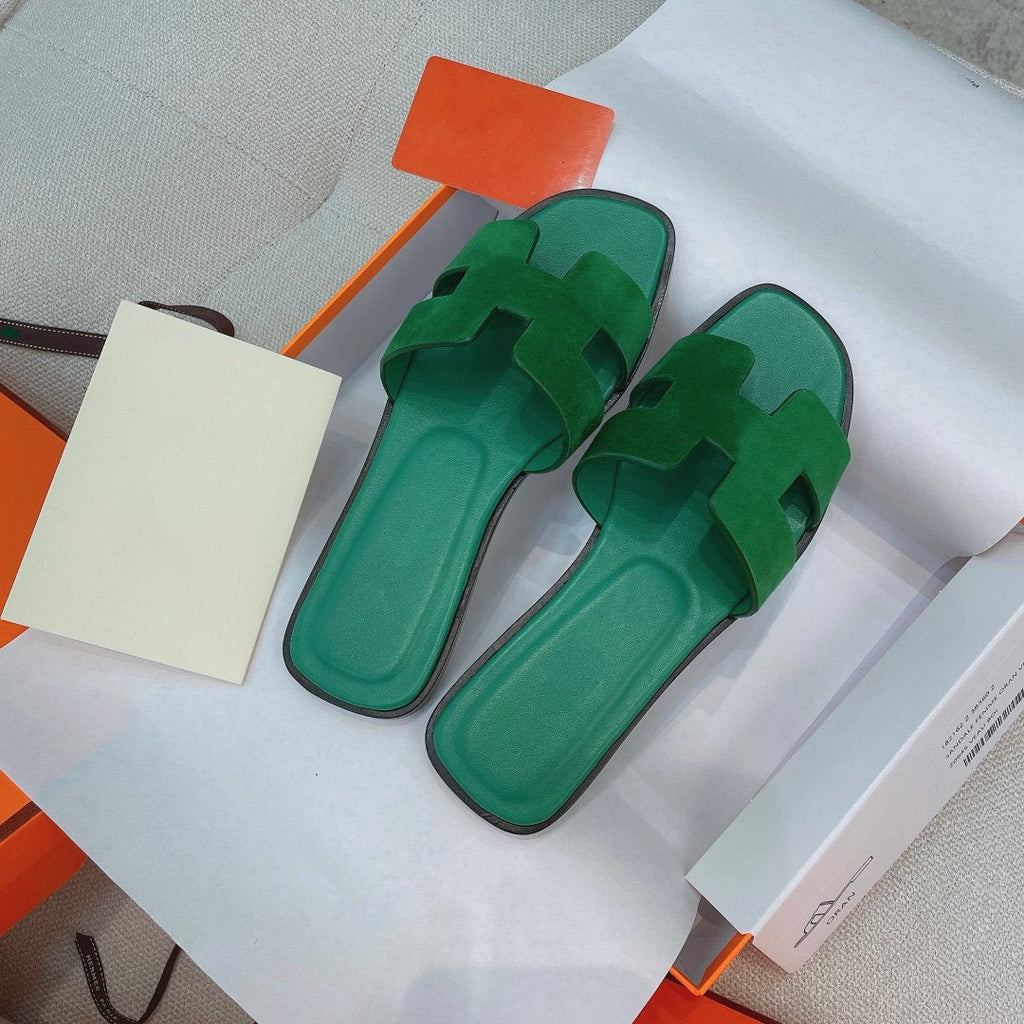 HERMES 0ran Sandal Ocean Leather/Suede