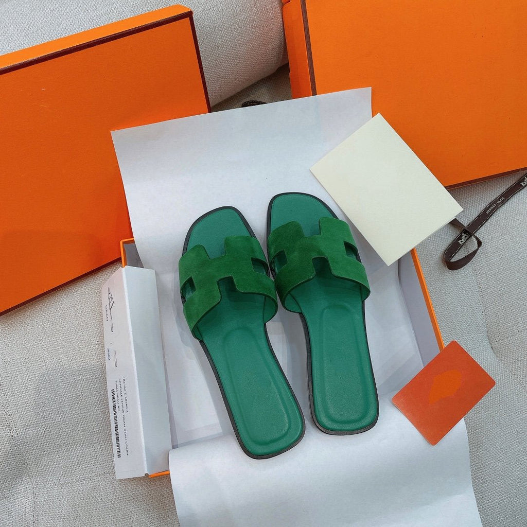 HERMES 0ran Sandal Ocean Leather/Suede