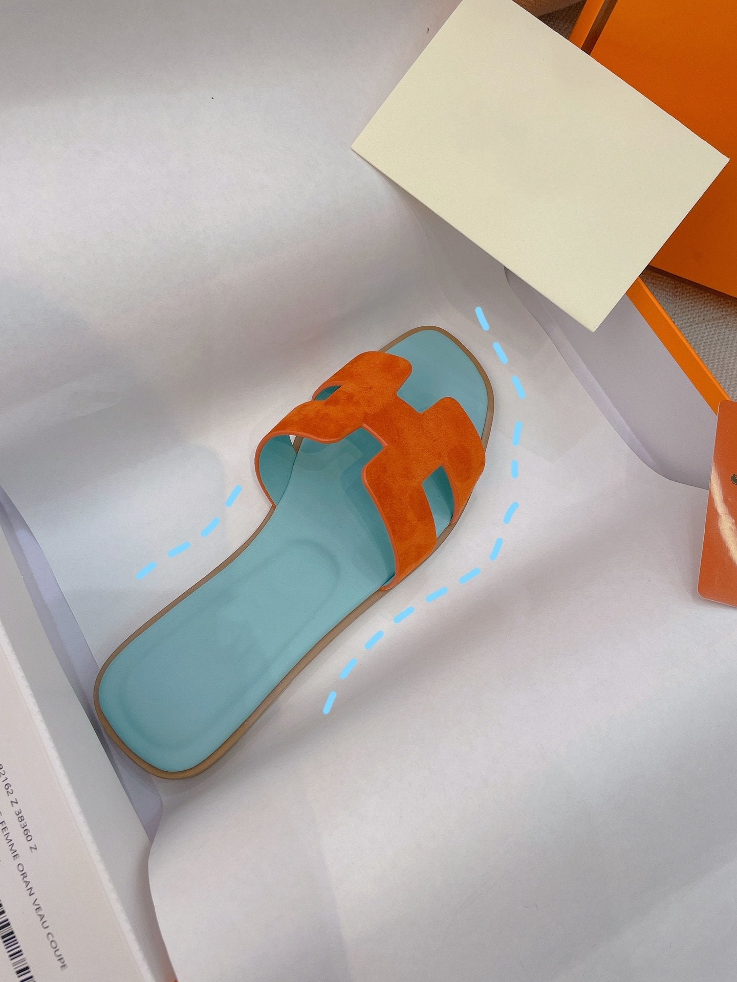 HERMES 0ran Sandal Tifany/Orange Suede