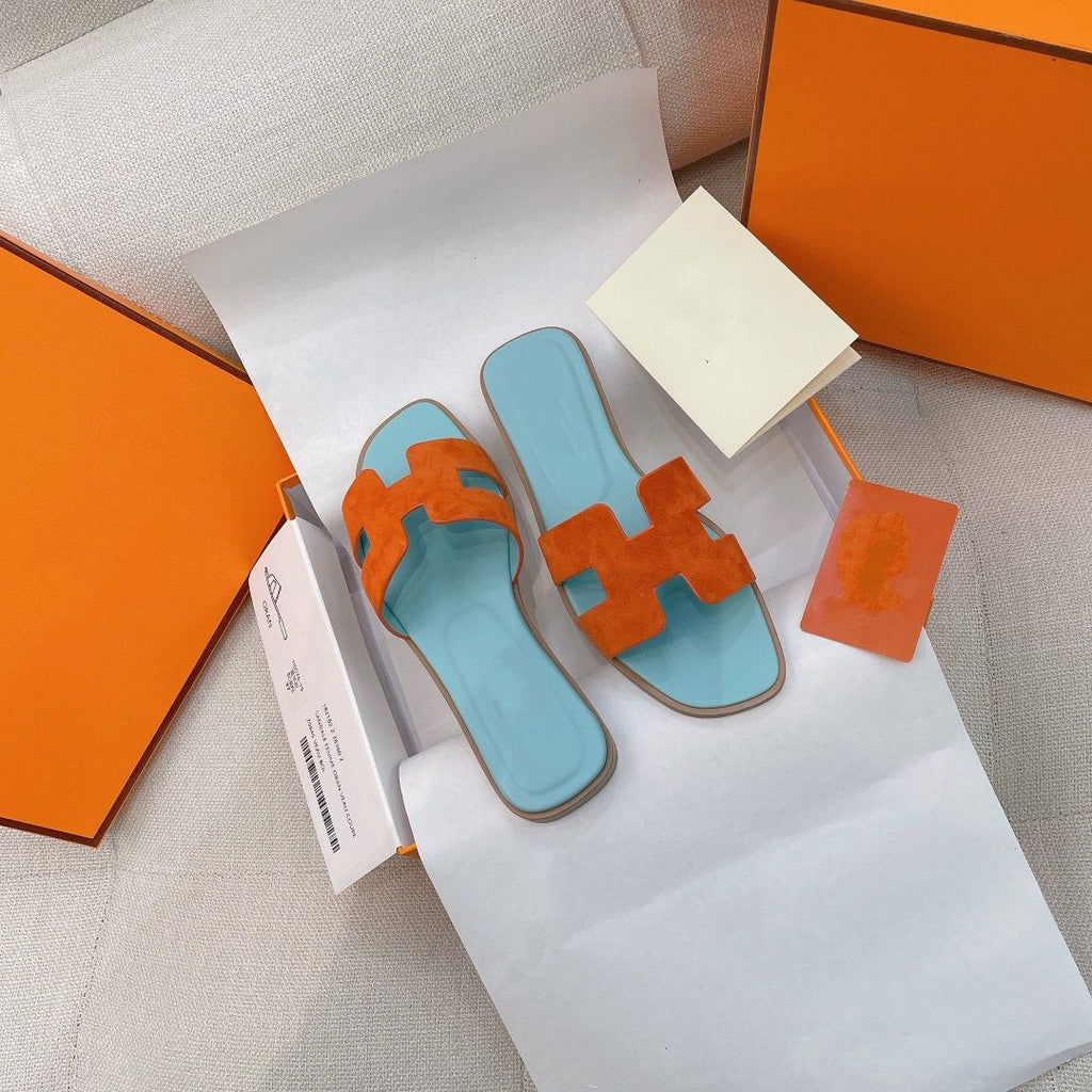 HERMES 0ran Sandal Tifany/Orange Suede