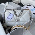 CHANEL LARGE 30 FLAP BAG IN WHITE LAMBSKIN