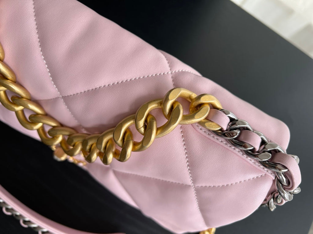 CHANEL 19 FLAP BAG 30 PINK GOATSKIN
