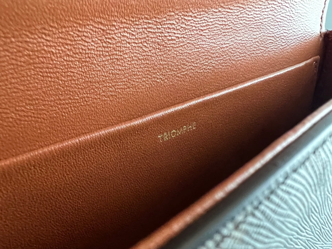 CELINE TRIPHOME 20 BLACK PATTERN COWHIDE LEATHER CHAIN STRAP BAG