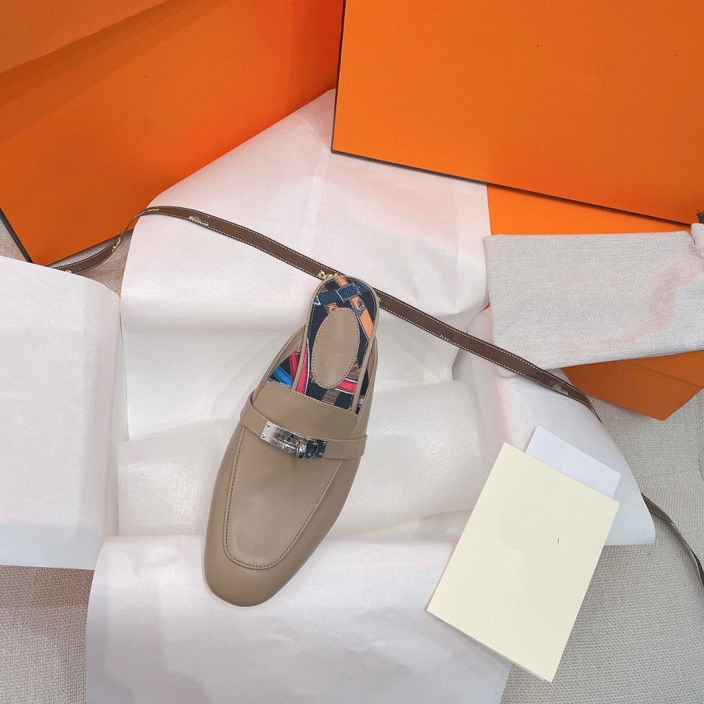 HERMES 0Z Mule Brown Calfskin
