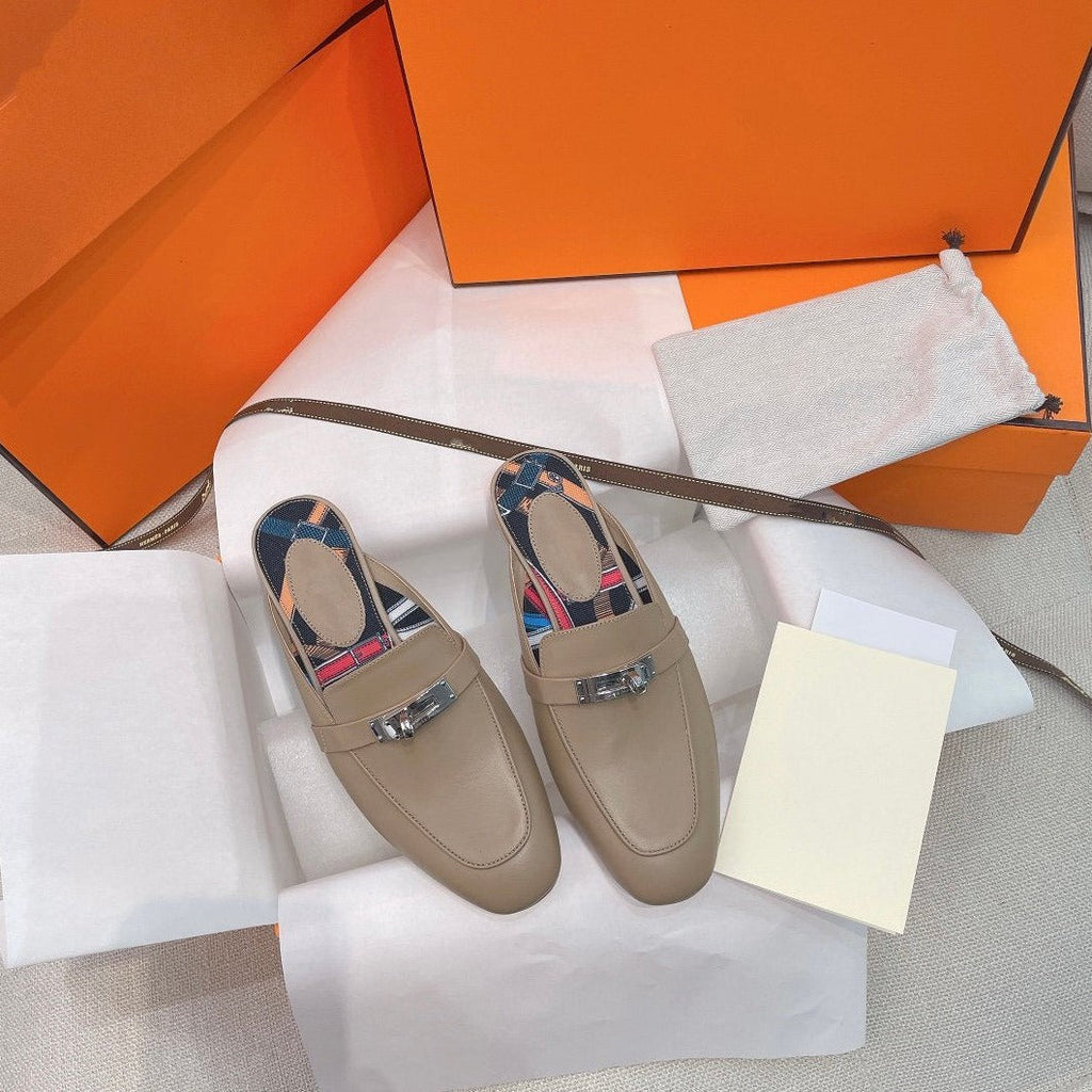 HERMES 0Z Mule Brown Calfskin
